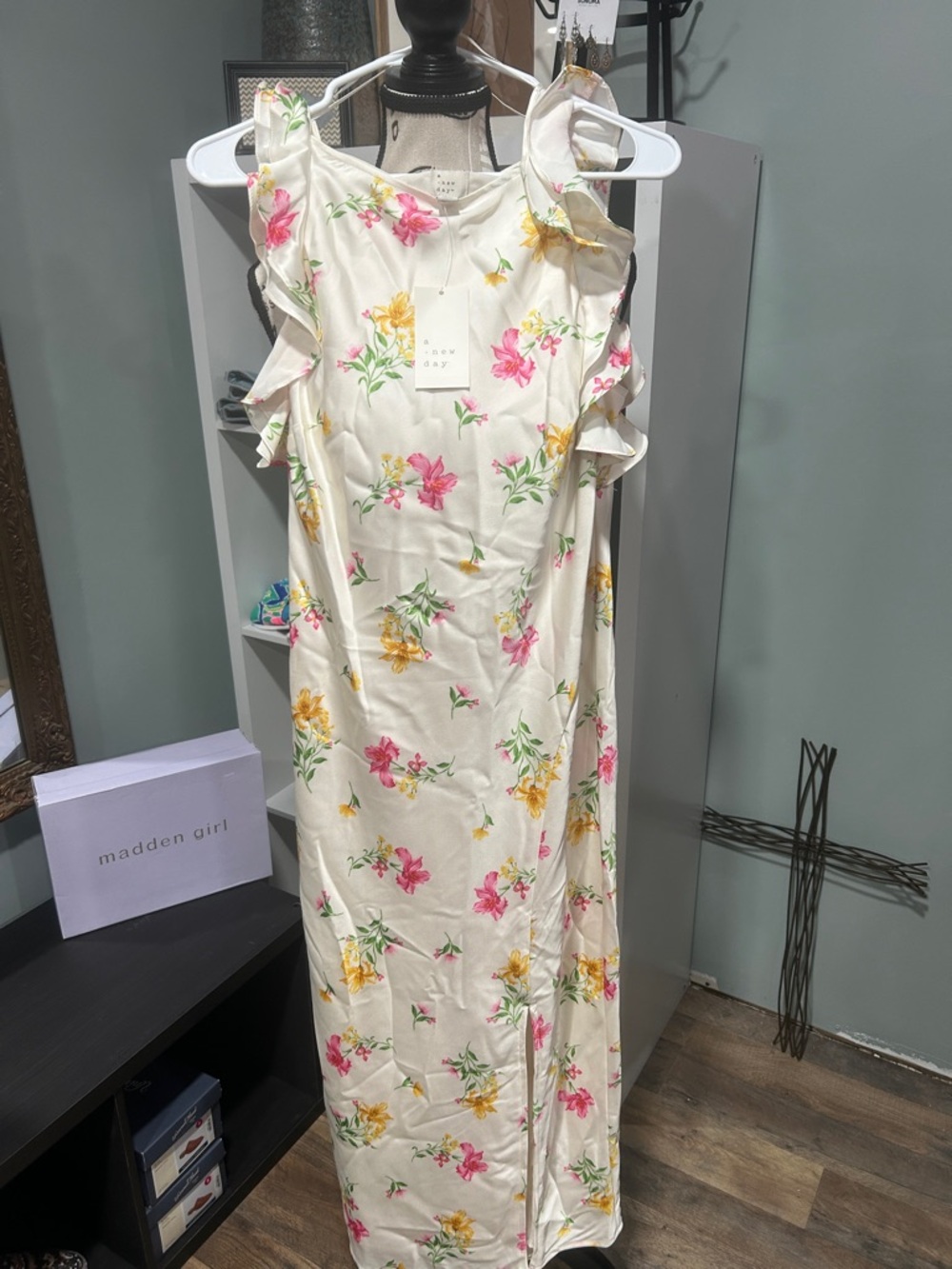 a new day Cream Maxi Dress with Pink & Yellow Floral Print
